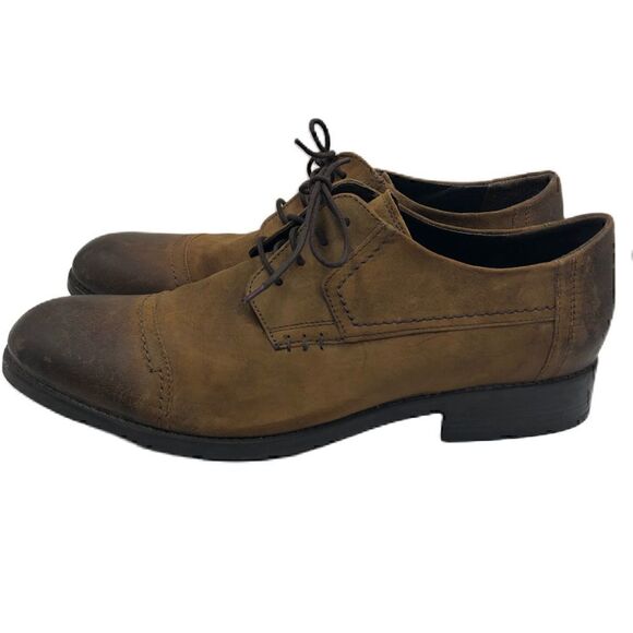 Clarks Men's Brown Leather Cap Toe Lace Up Oxford Shoes Size 12M - Picture 1 of 12